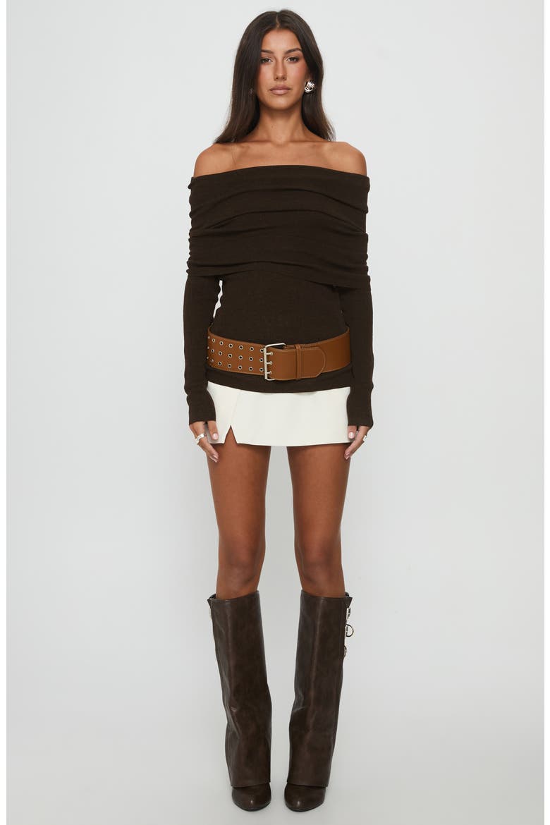 Florrie Off the Shoulder Foldover Top, Alternate, color, CHOCOLATE