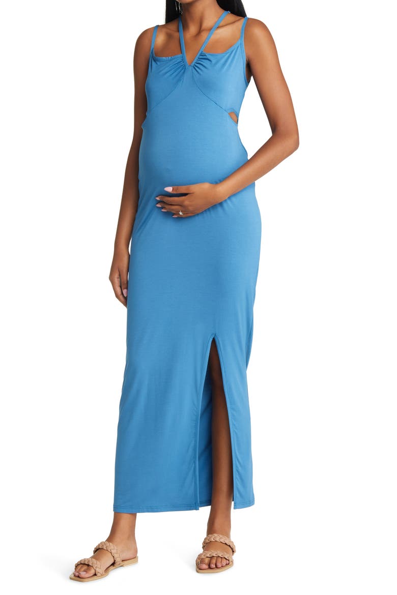 Bella Cutout Maternity Maxi Dress, Main, color, BLUE