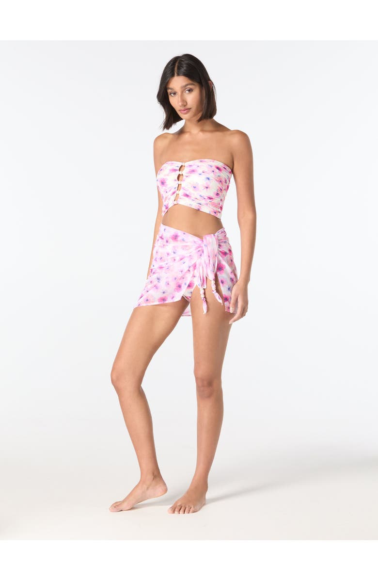 Carmen Marc Valvo Short Bead Mesh Pareo Cover Up, Alternate, color, White