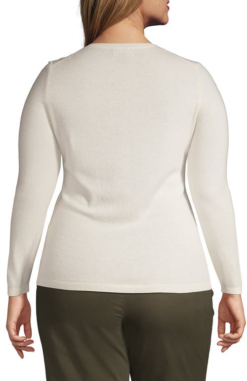 Lands' End Plus Size Cashmere Cardigan Sweater In White