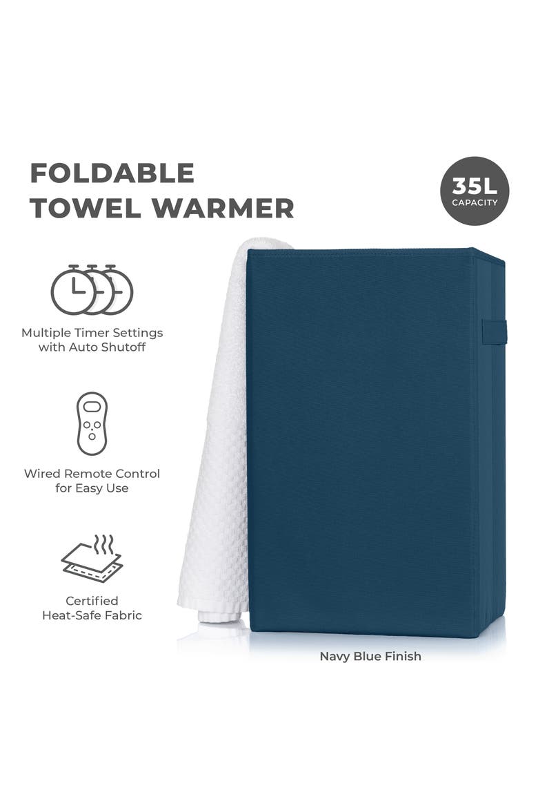 Foldable Towel Warmer - 9.2 Gallon Capacity, Alternate, color, Navy Blue
