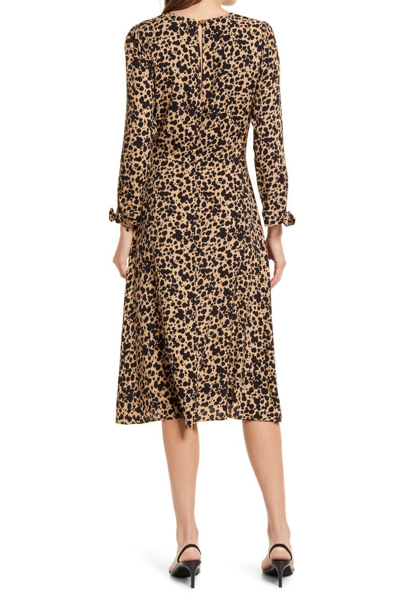 Port Print Long Sleeve Midi Dress, Alternate, color, BLITZ BEIGE