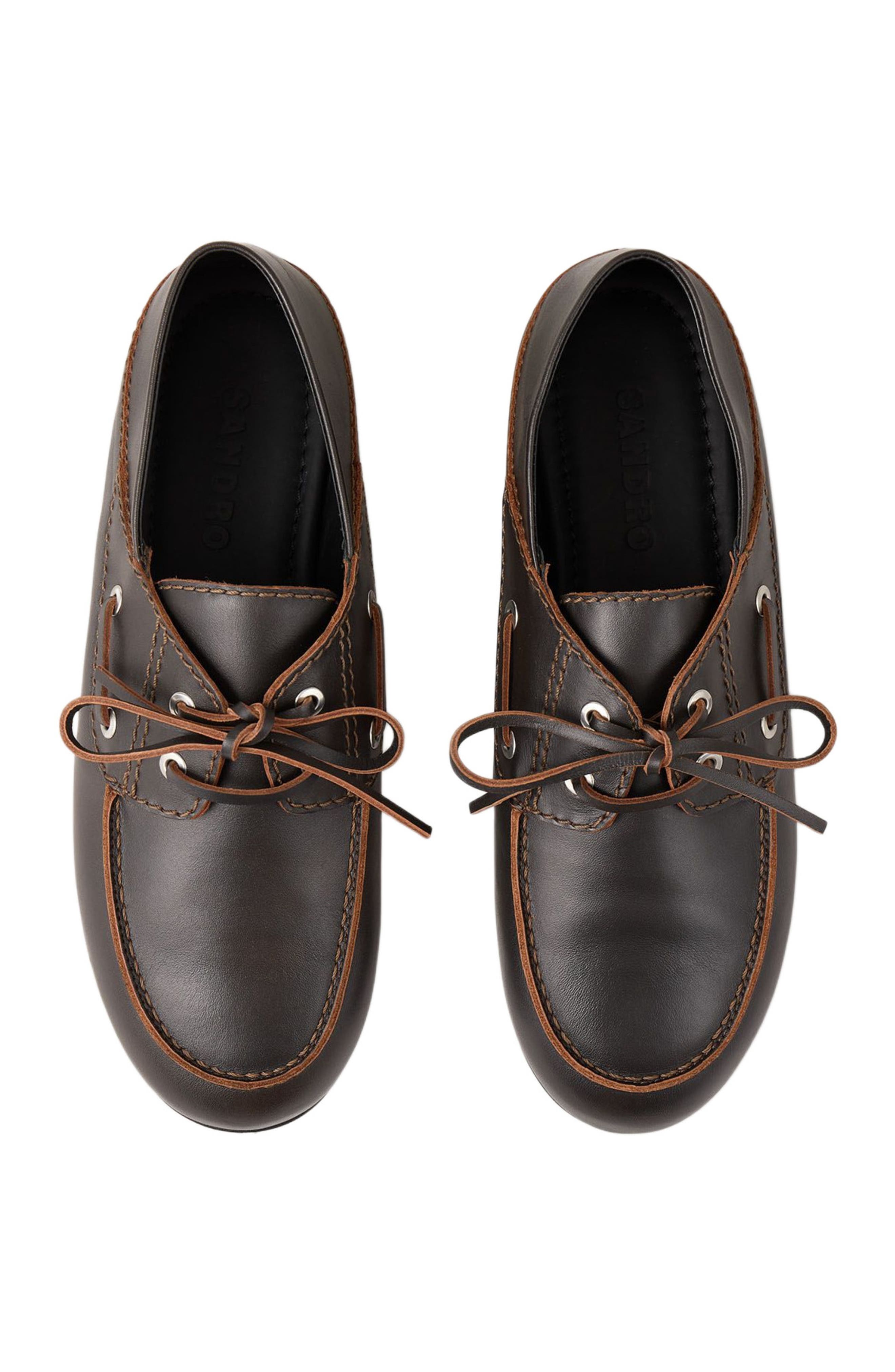 SANDRO Leather loafers, Alternate, color, Brown