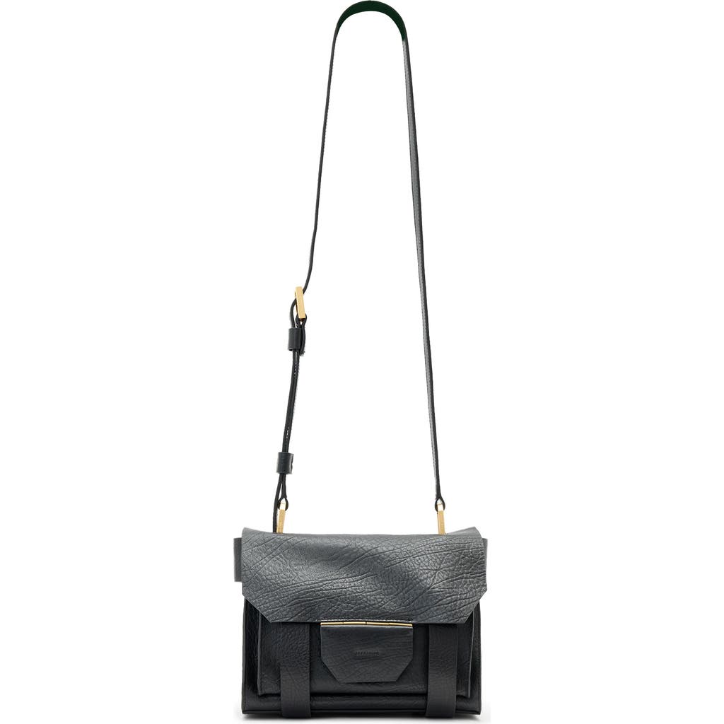 Allsaints Mini Ursa Leather Crossbody Bag In Black