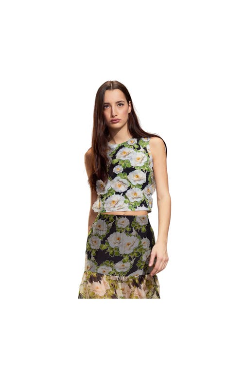 Cynthia Rowley Cornelia Flower Applique Top In Green