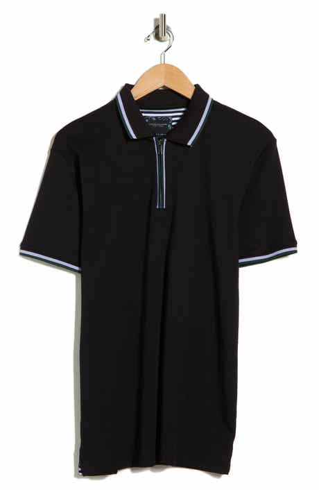 DENIM AND FLOWER Tipped Quarter Zip Polo