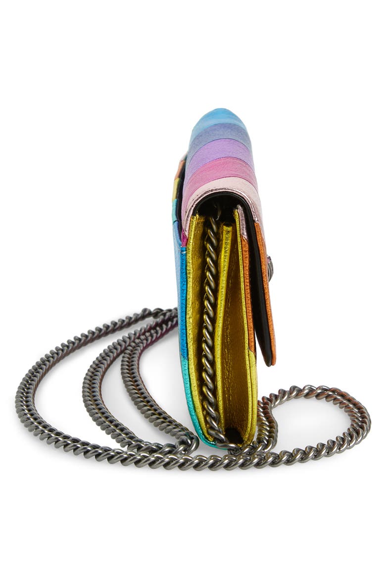 Stripe Leather Chain Wallet, Alternate, color, MULTI/ OTHER