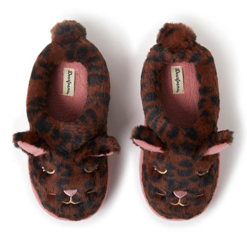 Dearfoams Kids' Peyton Animal Slip-on Clog Slipper In Brown