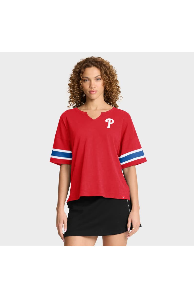 FANATICS Women's Fanatics Red Philadelphia Phillies Curl Route T-Shirt, Main, color, Red