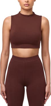 Naked Wardrobe Mock Neck Crop Tank