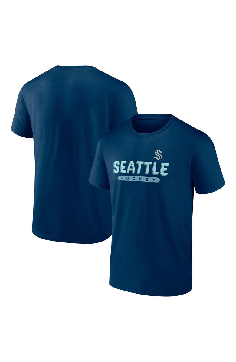 FANATICS Men's Fanatics Deep Sea Blue Seattle Kraken Official Team Wordmark T-Shirt, Main, color, True Navy