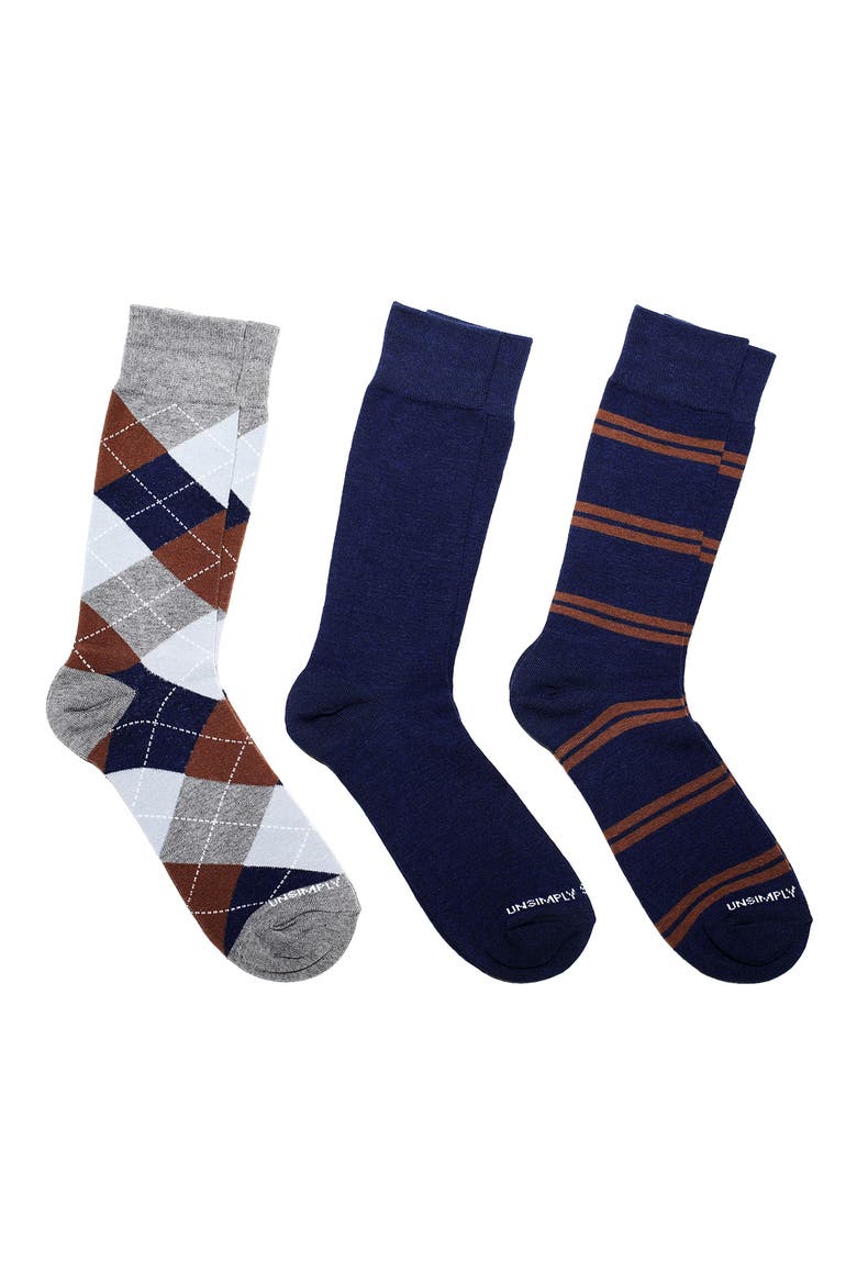 Assorted 3-Pack of Crew Socks, Main, color, GREY MULTI
