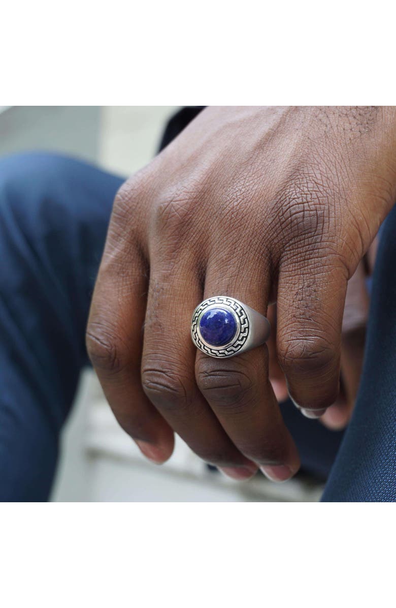 LuvMyJewelry Dark Blue Sodalite Sterling Silver Signet Men Ring, Alternate, color,