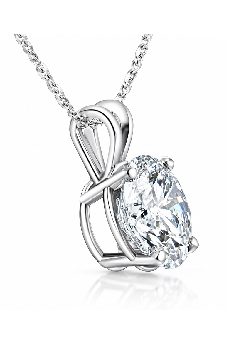 Certified 3ct Round Solitaire Diamond Pendant 14k Gold Necklace Lab Grown, Alternate, color, 14k White Gold
