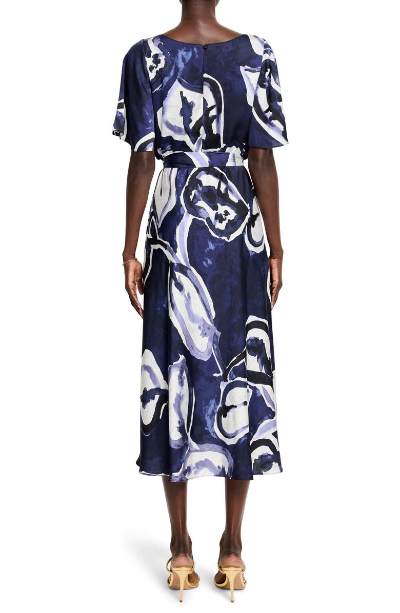 NIC+ZOE Watercolor Vines Jeni Tie Waist Dress, Alternate, color, Indigo Multi