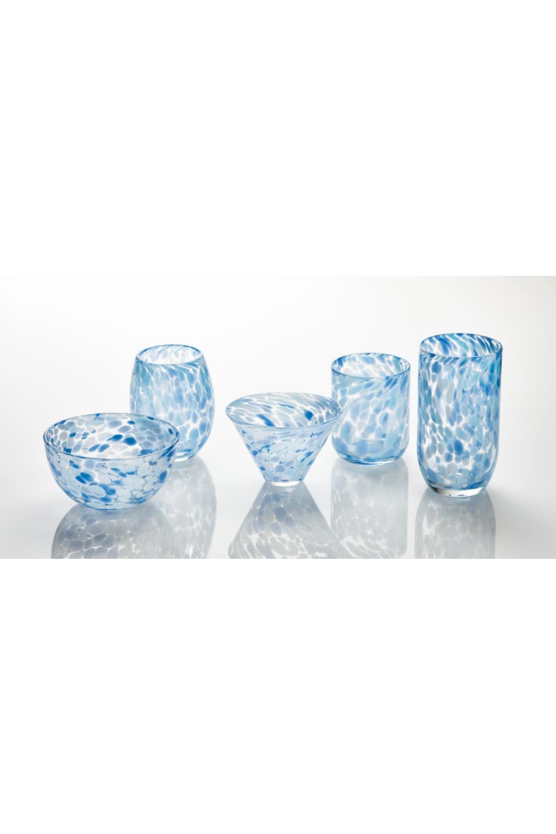 Light Blue Confetti Stemless Wine Glass Dishwasher Safe, Alternate, color, Blue