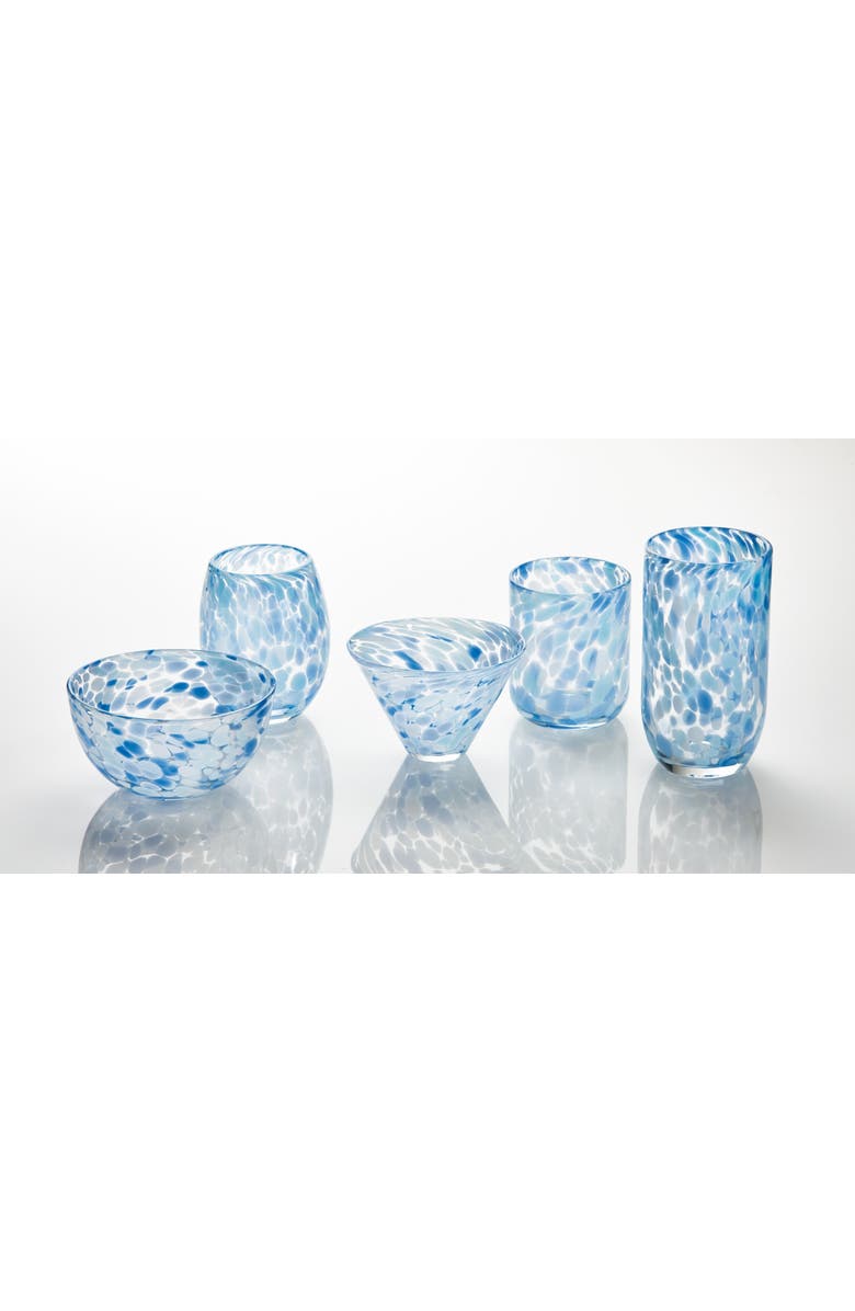 tag Light Blue Confetti Stemless Wine Glass Dishwasher Safe, Alternate, color, Blue