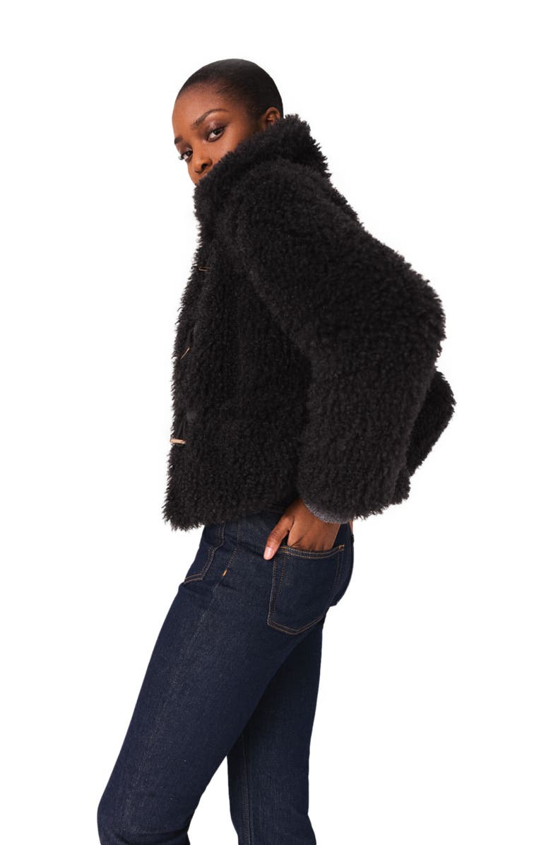 maje Short curly coat, Alternate, color, Anthracite Grey