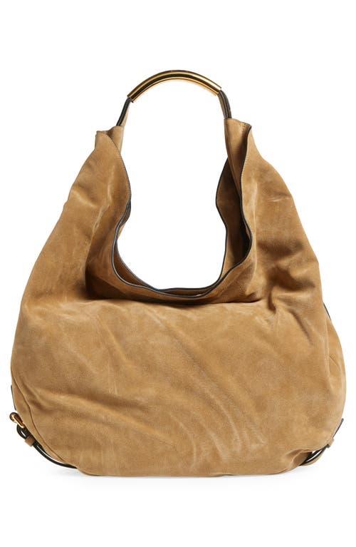 Moschino Handle Me Suede Hobo Bag In Beige