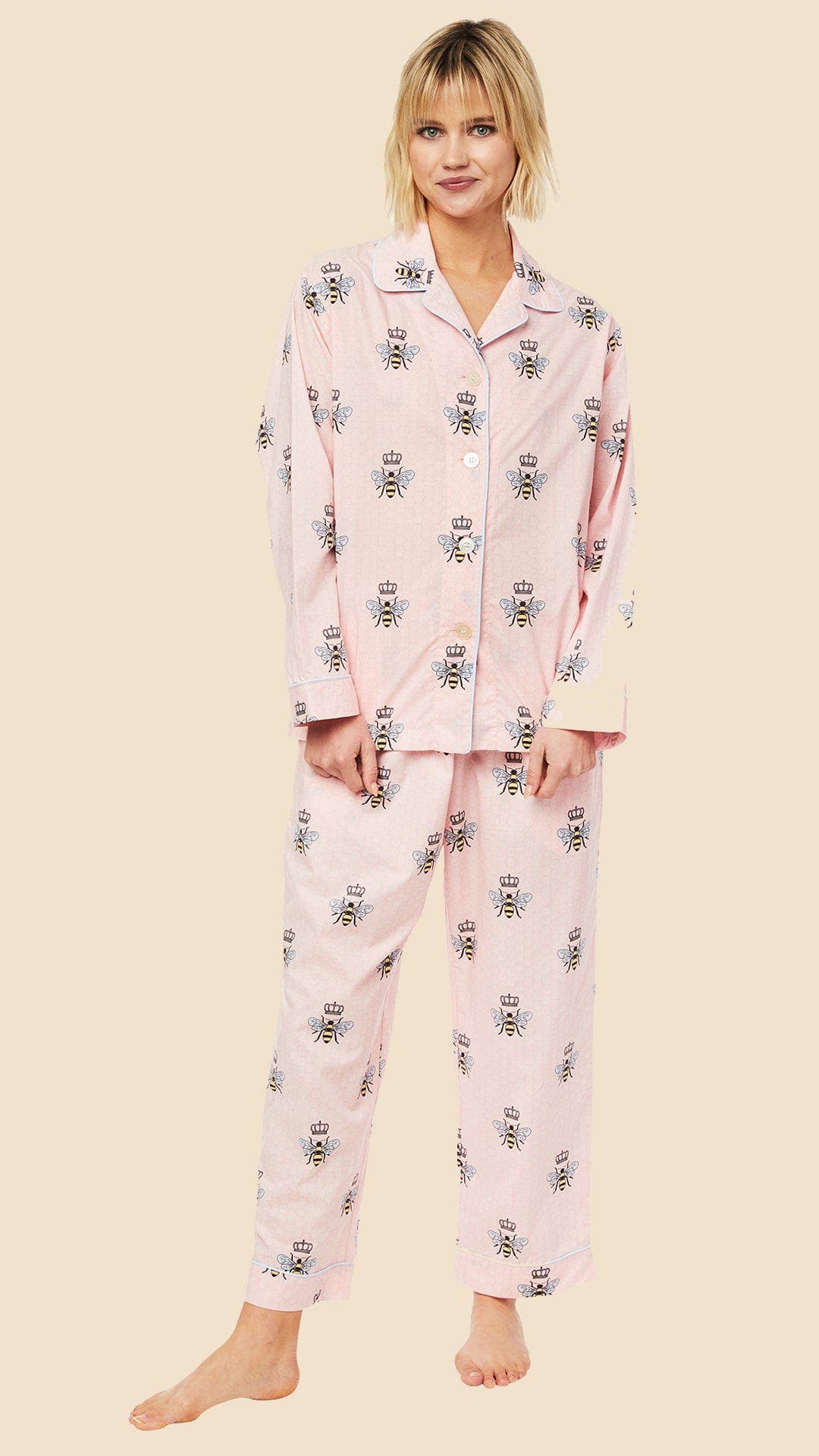 The Cat's Pajamas Luxe Pima Pajama Set Conversational In Pink