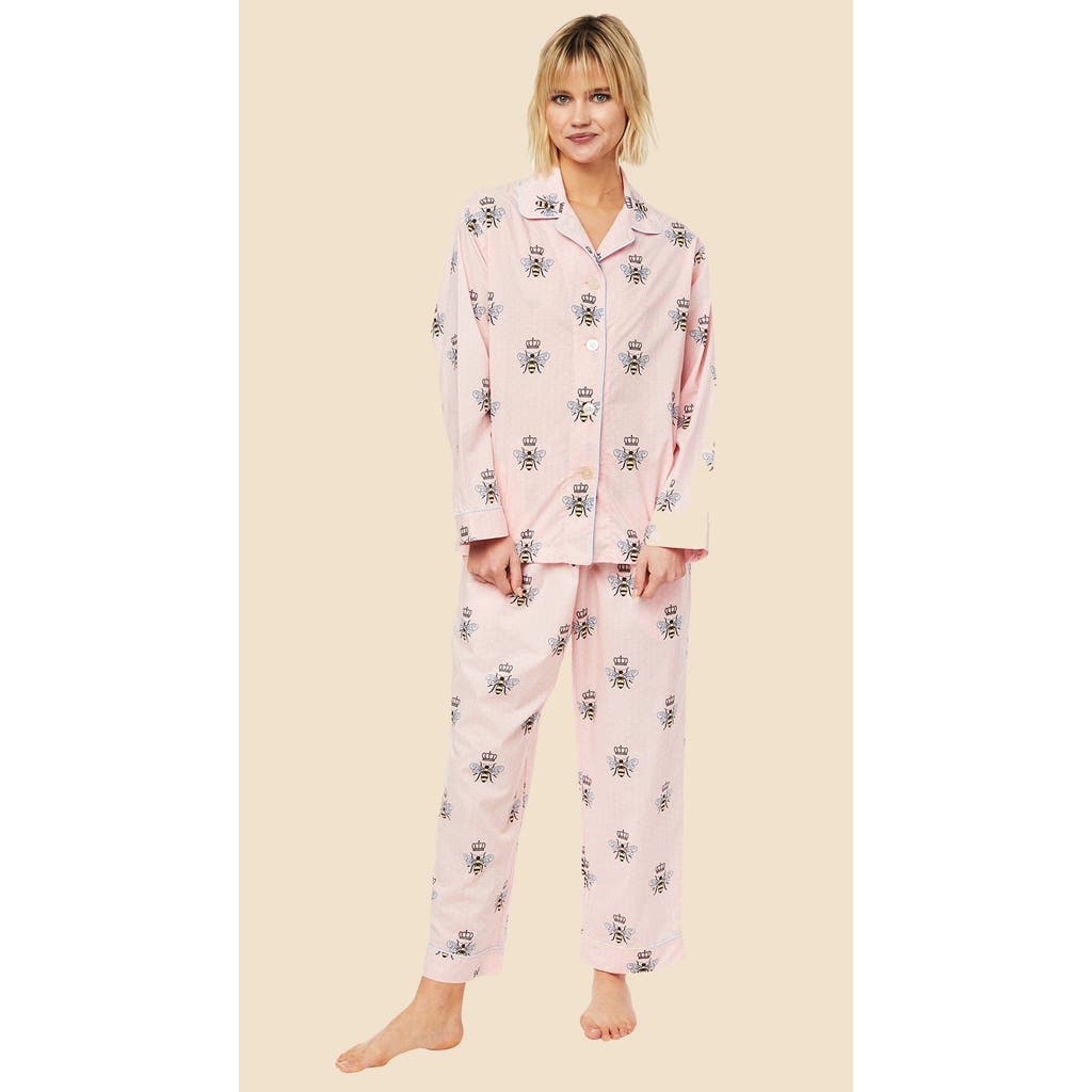 The Cat's Pajamas Luxe Pima Pajama Set Conversational In Pink