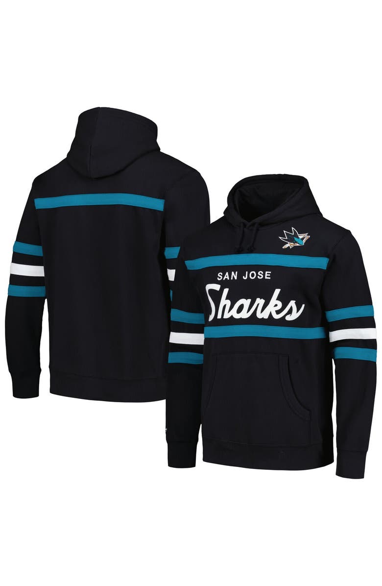 Mitchell & Ness Men's Mitchell & Ness Black San Jose Sharks Head Coach Pullover Hoodie, Main, color,