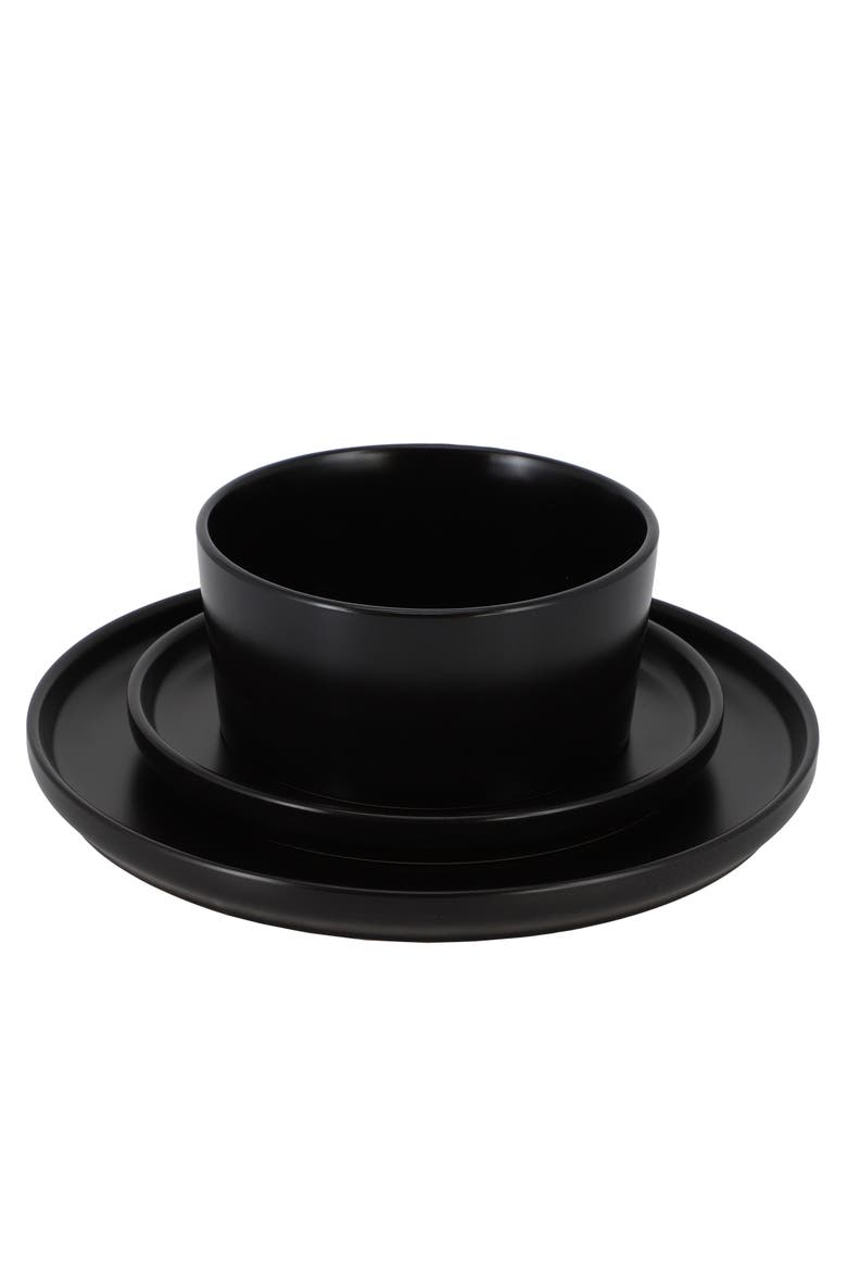 Josh 18 Piece Stoneware Dinnerware Set, Alternate, color, Black