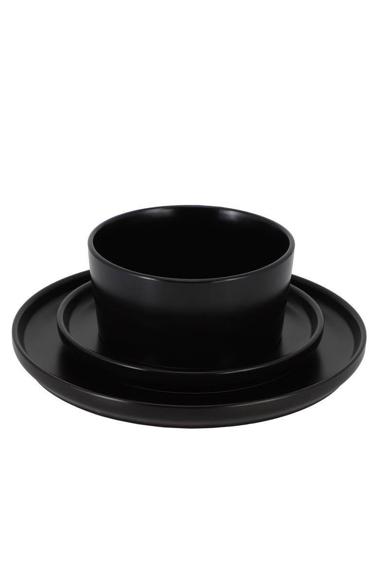 Elama Josh 18 Piece Stoneware Dinnerware Set, Alternate, color, Black