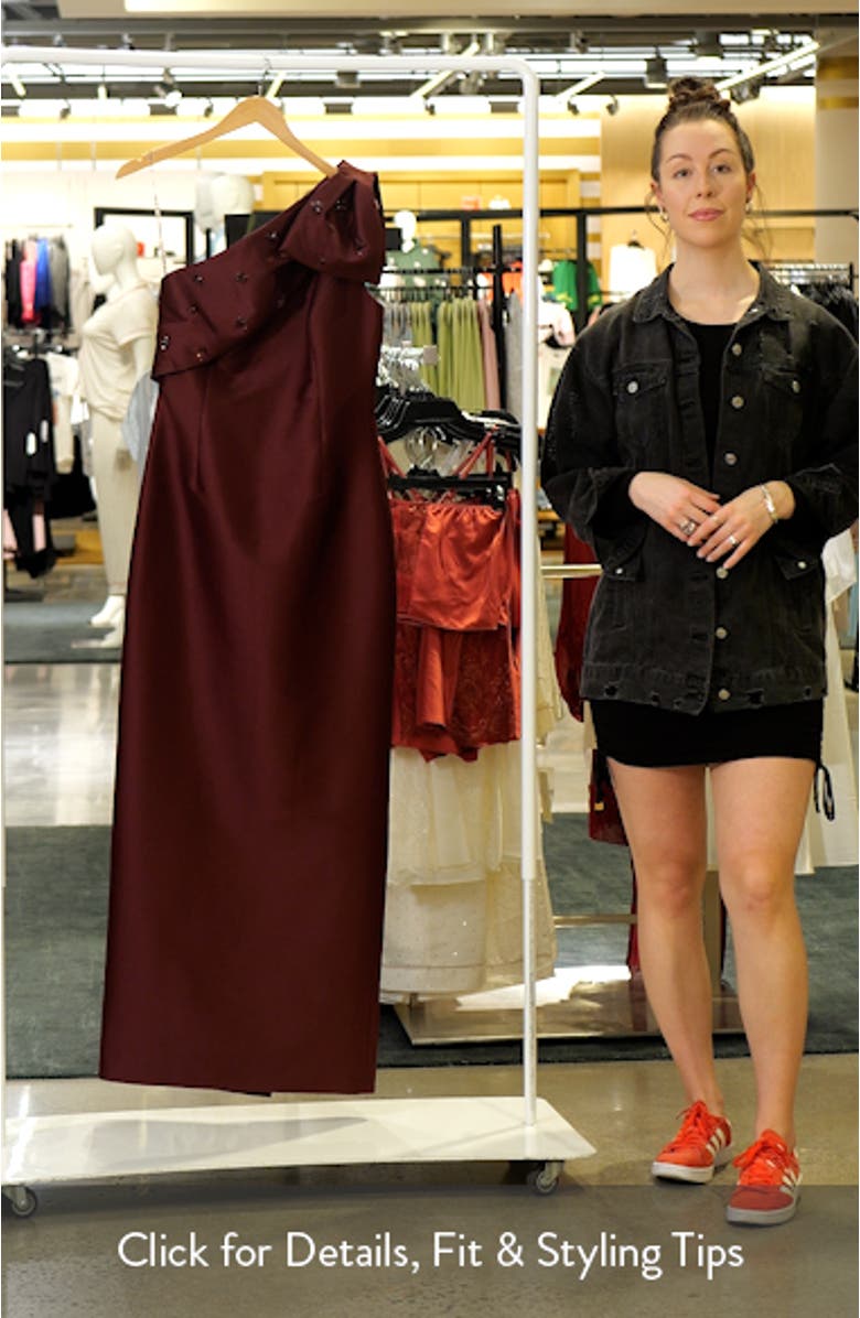 Olivia One-Shoulder Satin Gown, sales video thumbnail