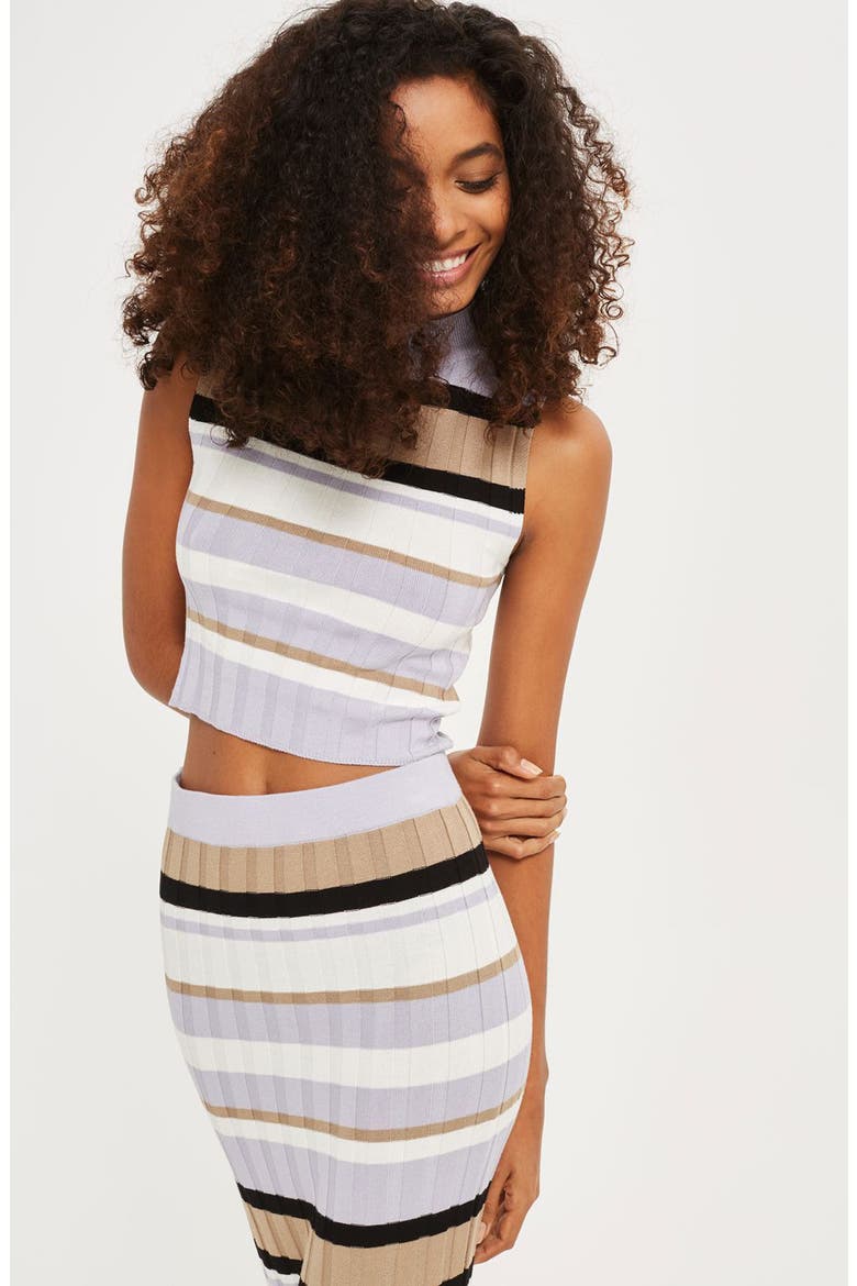 Stripe Knit Midi Skirt, Alternate, color, BLACK MULTI
