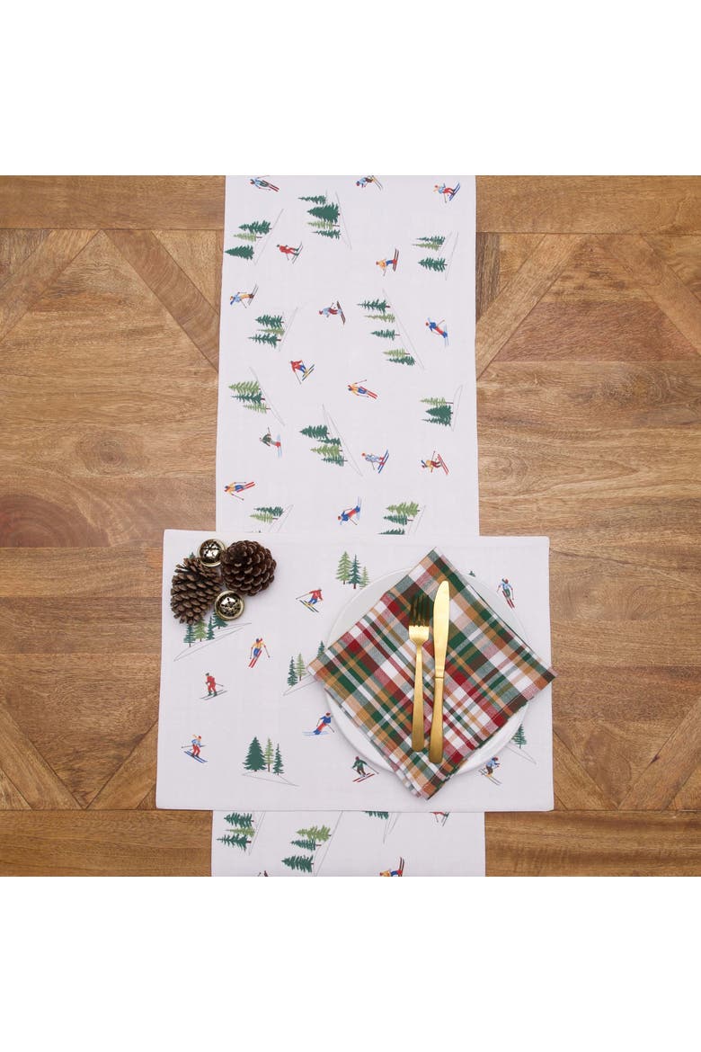 Alpine Plaid Cozy Fall Set of 6 Cloth Napkins, Alternate, color, Red