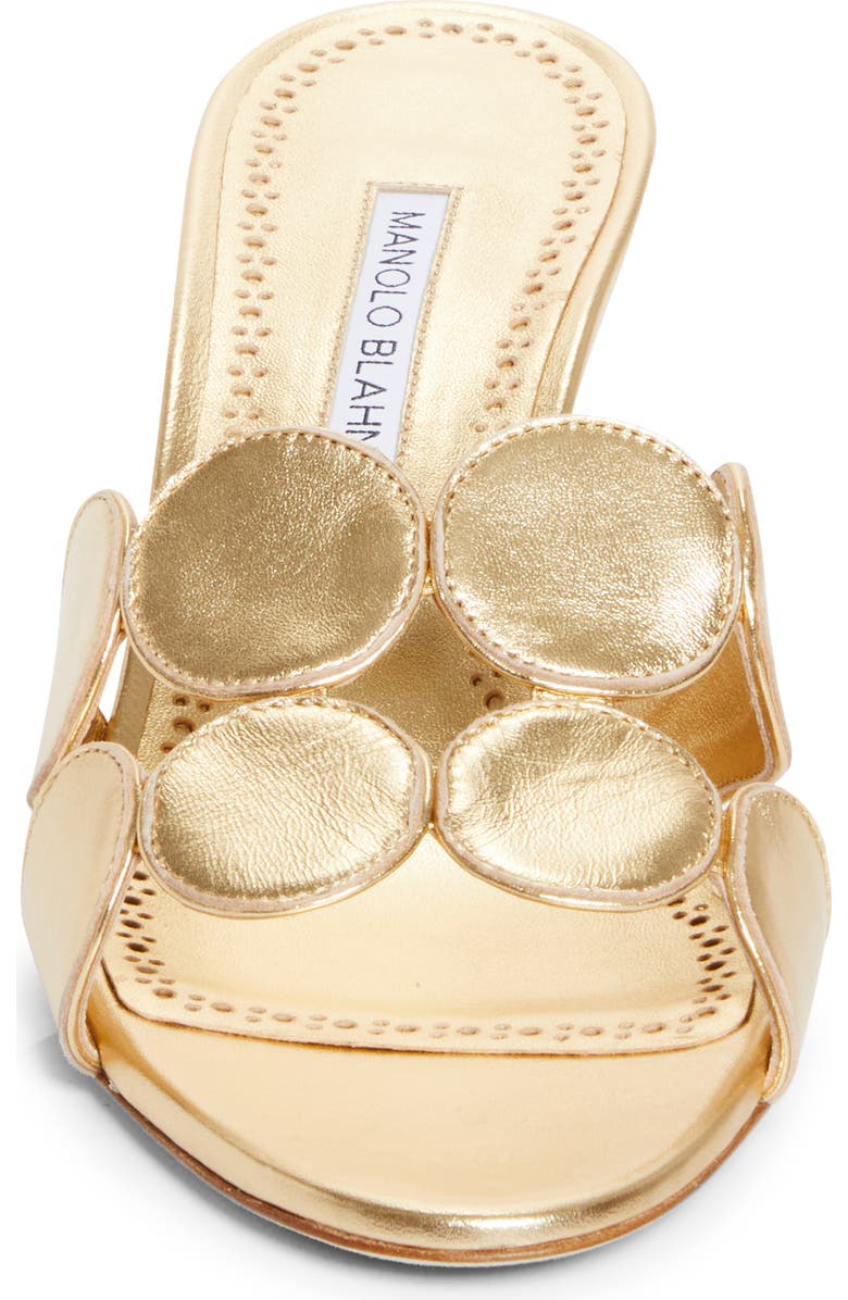 Manolo Blahnik Haribalmu Kitten Heel Sandal, Alternate, color, Gold