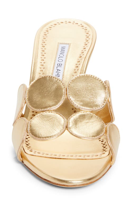 Manolo Blahnik Haribalmu Metallic Stiletto Slide Sandals In Gold