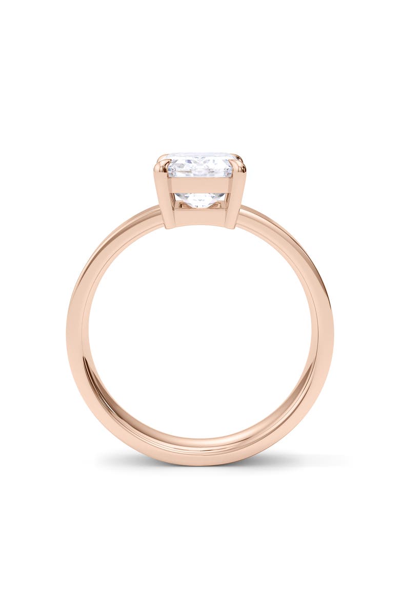 HauteCarat Emerald Cut Cigar Lab Created Diamond Ring, Alternate, color, 2.00Ctw 18K Rose Gold