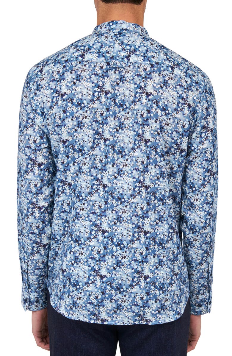 Brooklyn Brigade Poplar Cherry Blossom Floral Linen & Cotton Shirt, Alternate, color, Blue