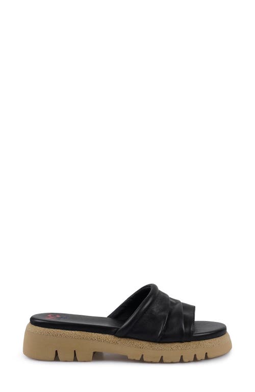 National Comfort Ferna Platform Slide Sandal In Black Leather