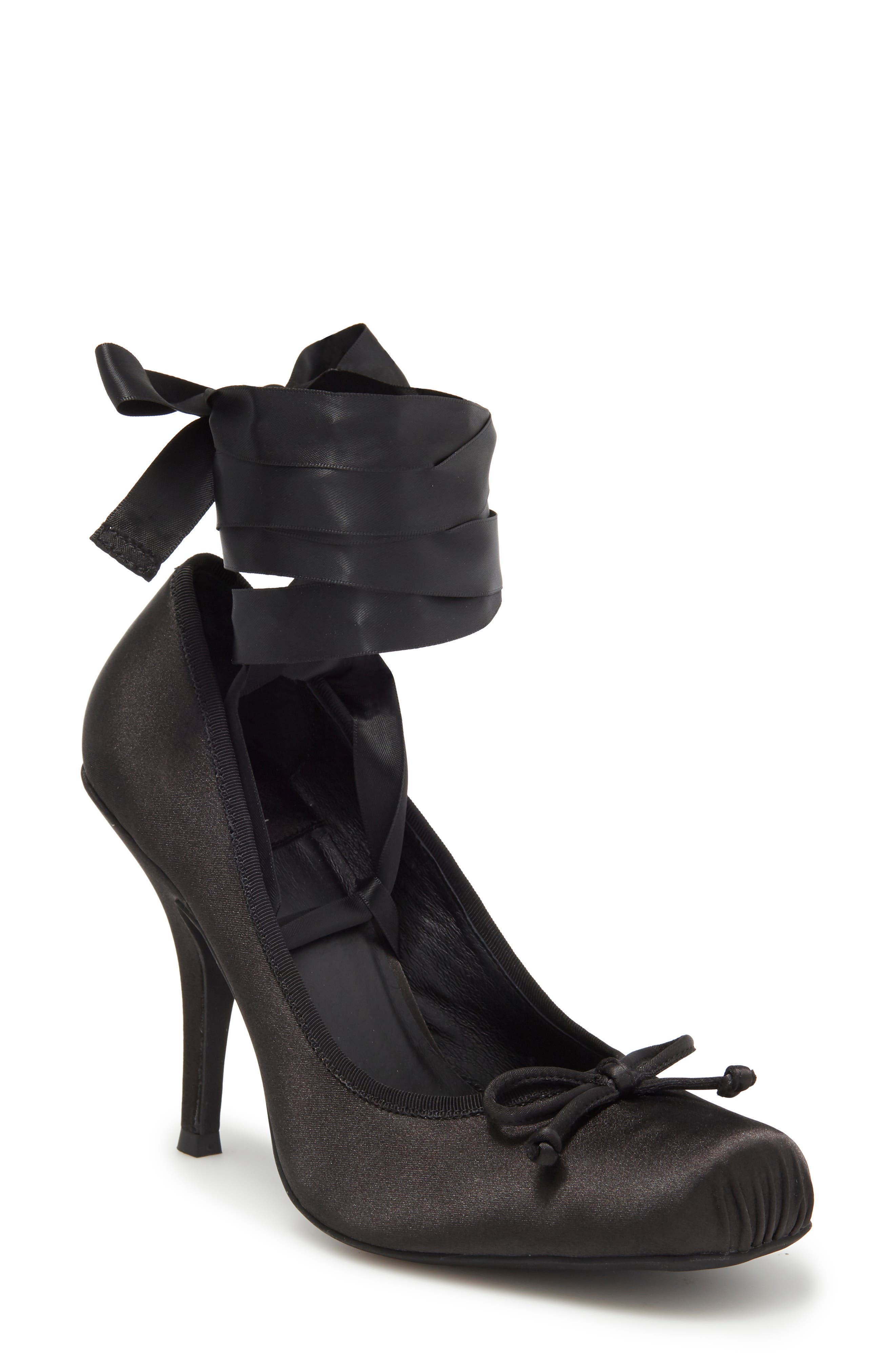 Jeffrey Campbell Nympha Ankle Wrap Pump, Main, color, Black Satin