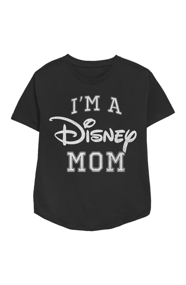 Disney Women's Disney I'm a Mom Distressed Logo  Graphic T-Shirt, Main, color, Black