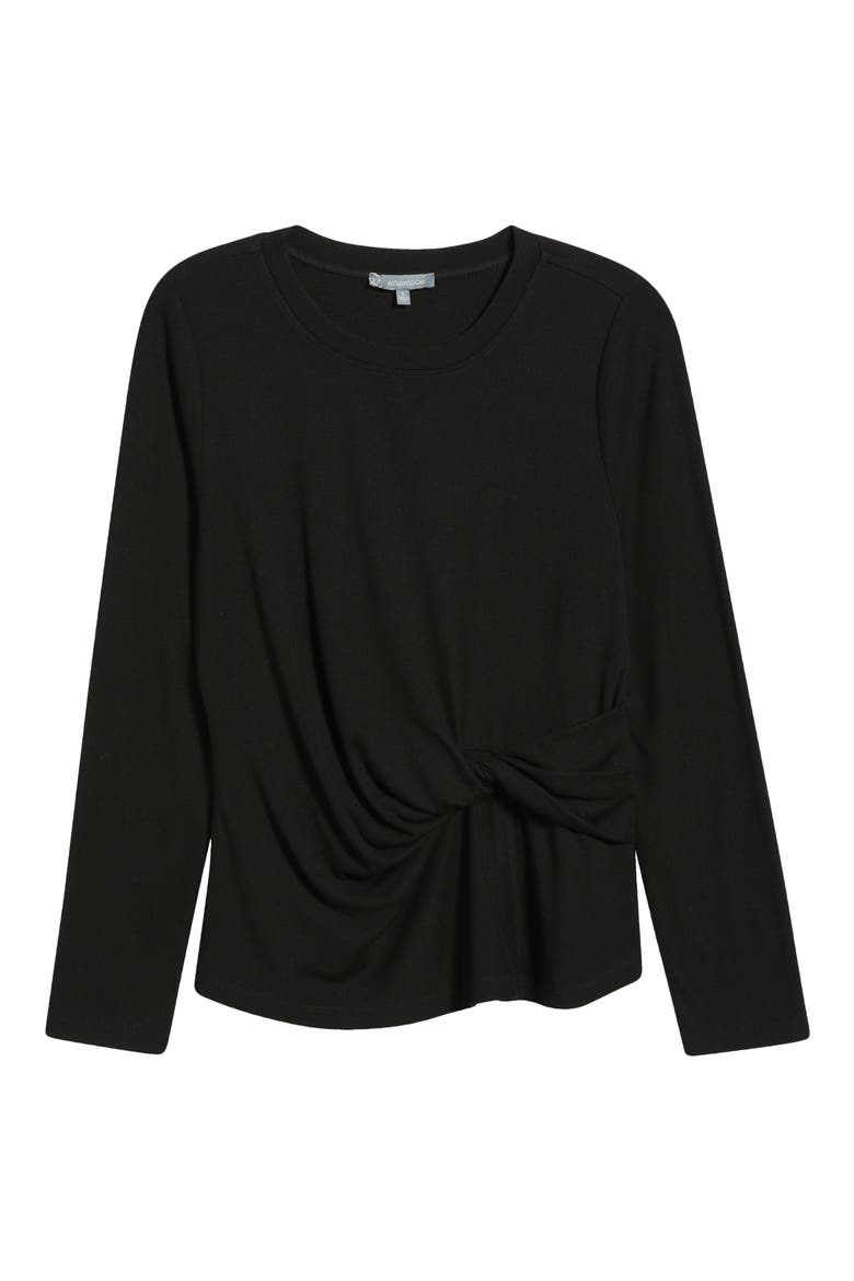 Twist Front T-Shirt, Alternate, color, BLACK