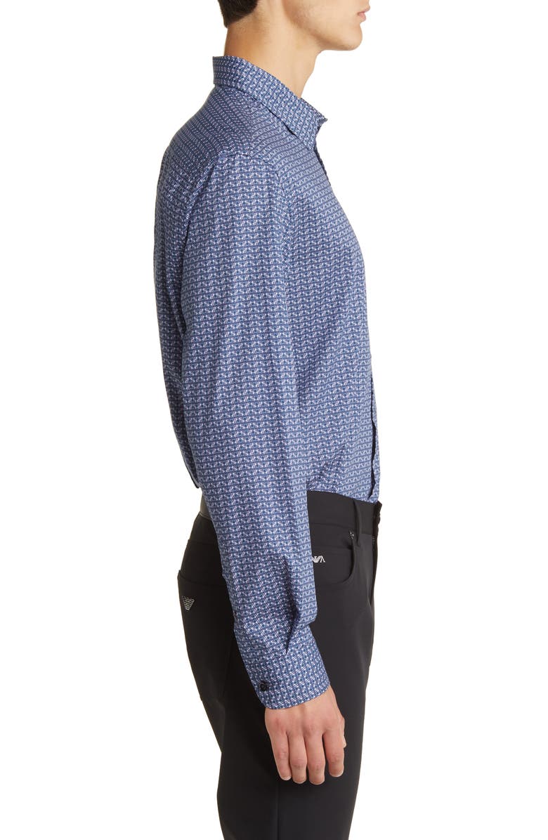 Emporio Armani Geo Box Stretch Button-Up Shirt, Alternate, color, 