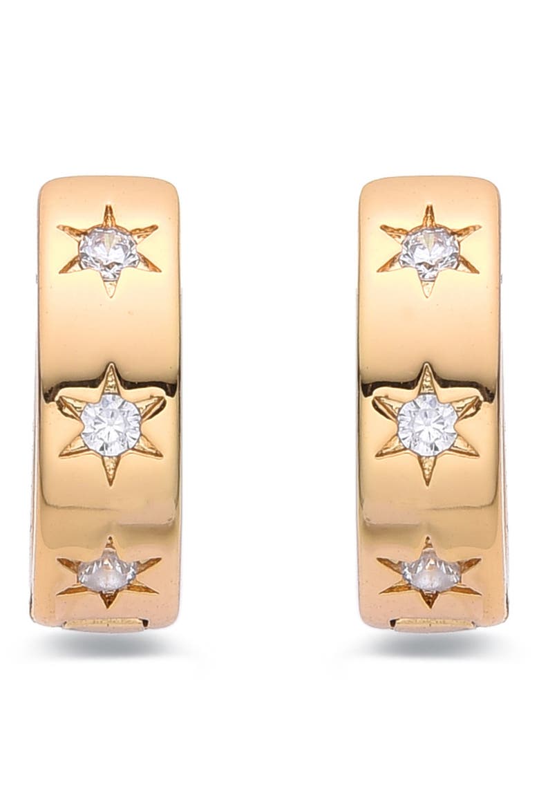 Star CZ Huggie Hoop Earrings, Alternate, color, GOLD