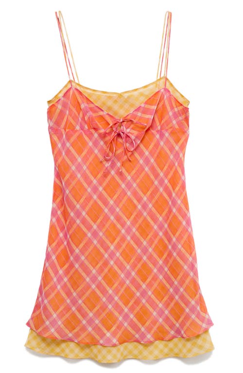 Mango Contrasting Print Dress Orange In Orange