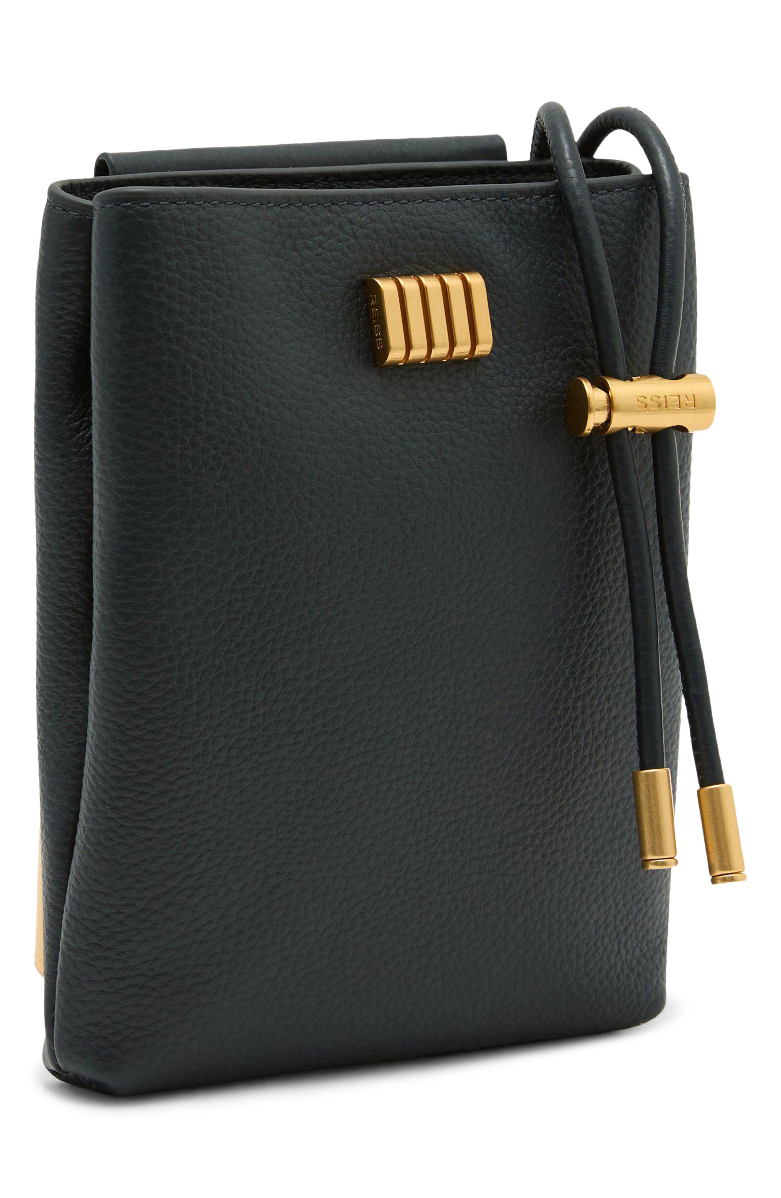 Solene Leather Phone Crossbody Bag, Alternate, color, NAVY