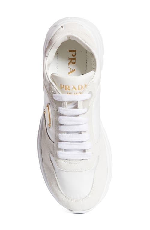 Prada Re-nylon And Suede Prax 2.0 Low-top Sneakers In Bianco