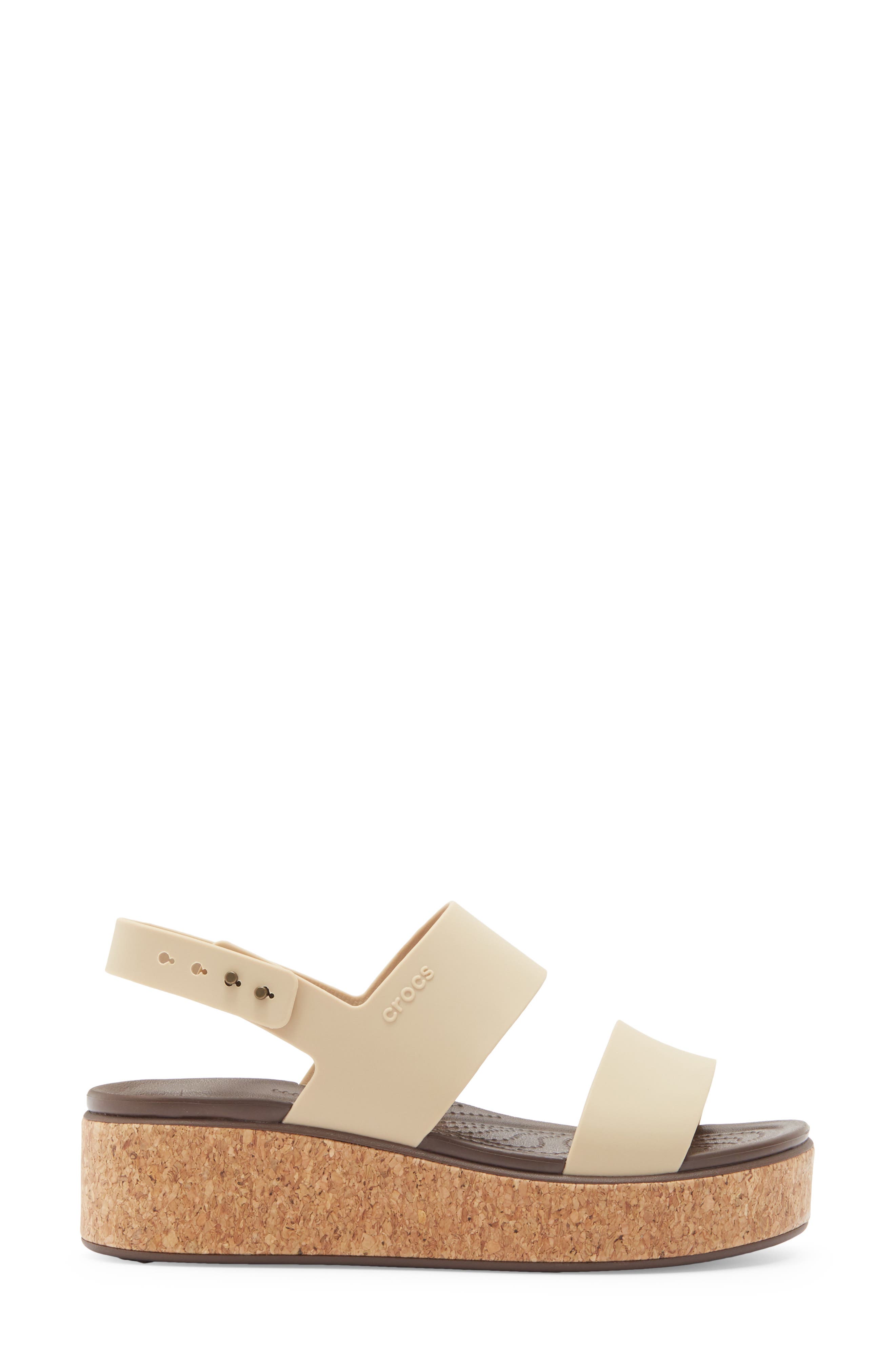 CROCS Brooklyn Cork Low Platform Wedge Sandal, Alternate, color, Chai