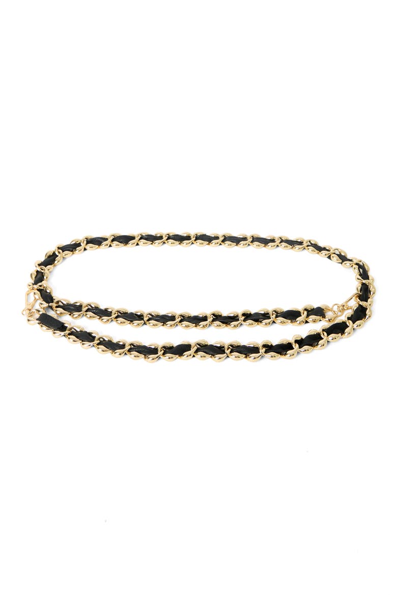 Alastor Chain Leather Belt, Alternate, color, BLACK GOLD