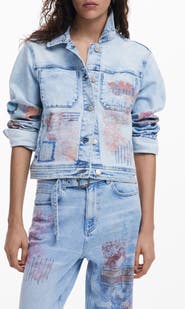 Desigual Patch Print Denim Trucker Jacket