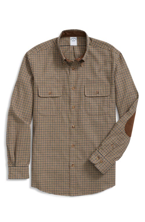Brooks Brothers Flannel Button-down Shirt In Khakichk