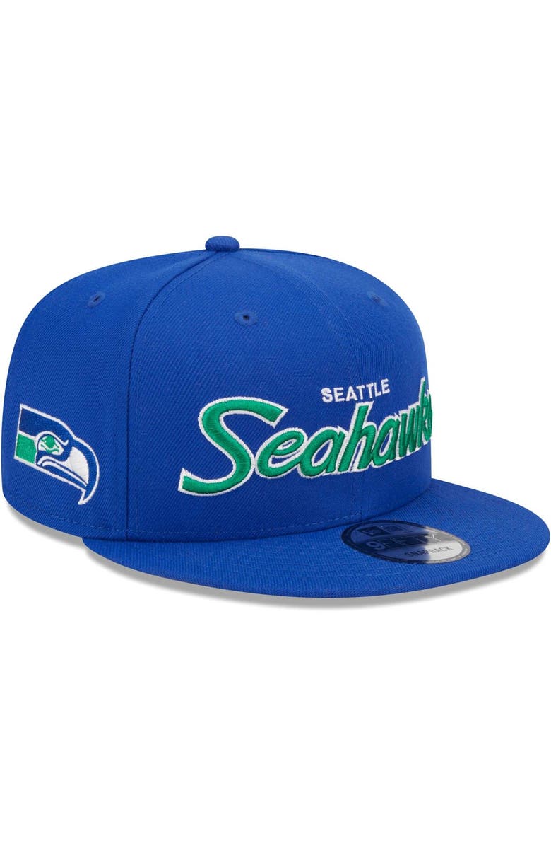 New Era Men's New Era Royal Seattle Seahawks Main Script 9FIFTY Snapback Hat, Main, color, 