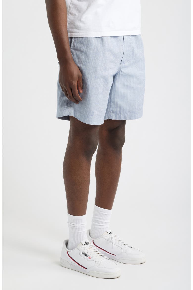 Kurt Stripe Cotton & Linen Shorts, Alternate, color, LIGHT BLUE